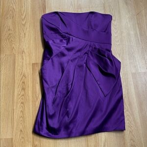 Max & Cleo Size 14 Purple Mini Dress satin strapless